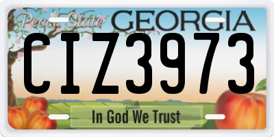 GA license plate CIZ3973