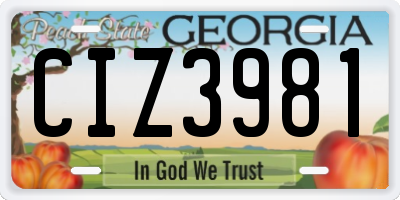 GA license plate CIZ3981