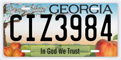 GA license plate CIZ3984
