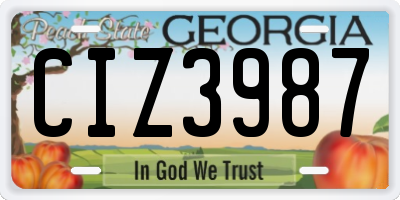 GA license plate CIZ3987