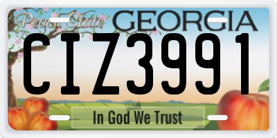 GA license plate CIZ3991