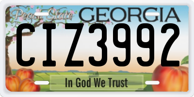 GA license plate CIZ3992