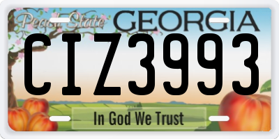 GA license plate CIZ3993