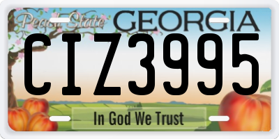GA license plate CIZ3995