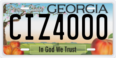 GA license plate CIZ4000