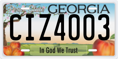 GA license plate CIZ4003