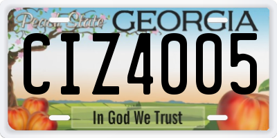 GA license plate CIZ4005
