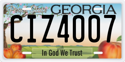 GA license plate CIZ4007