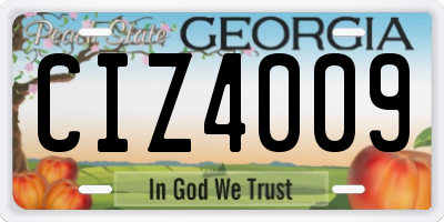 GA license plate CIZ4009