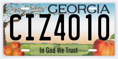 GA license plate CIZ4010
