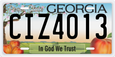GA license plate CIZ4013