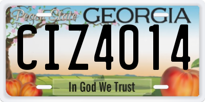 GA license plate CIZ4014
