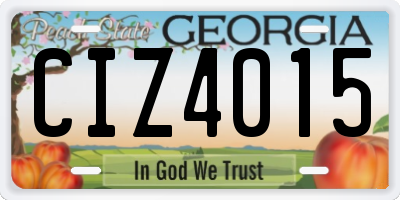 GA license plate CIZ4015