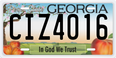 GA license plate CIZ4016