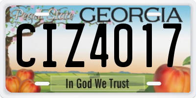 GA license plate CIZ4017