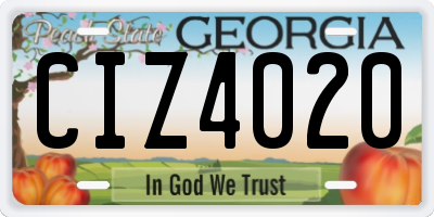 GA license plate CIZ4020
