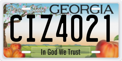 GA license plate CIZ4021