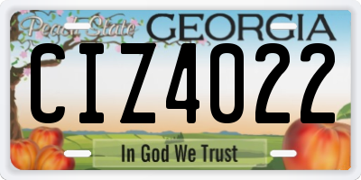 GA license plate CIZ4022