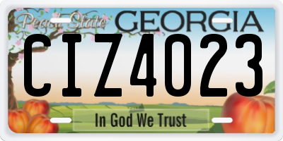 GA license plate CIZ4023