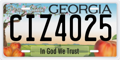 GA license plate CIZ4025