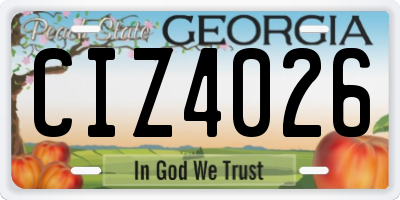 GA license plate CIZ4026