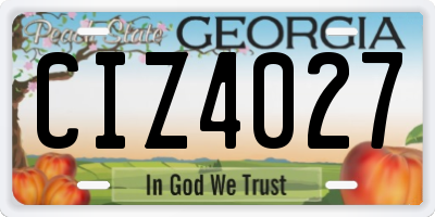 GA license plate CIZ4027