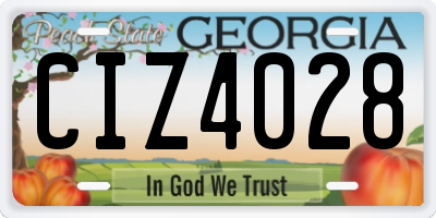 GA license plate CIZ4028