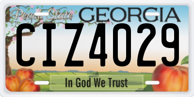 GA license plate CIZ4029