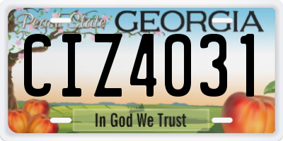 GA license plate CIZ4031