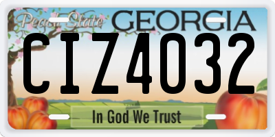 GA license plate CIZ4032