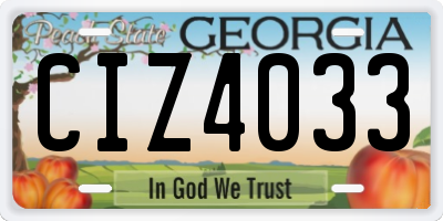 GA license plate CIZ4033