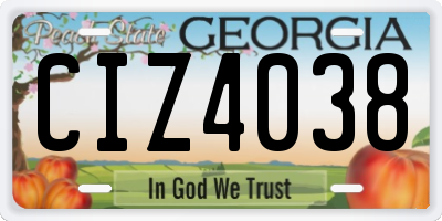 GA license plate CIZ4038