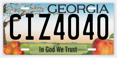 GA license plate CIZ4040