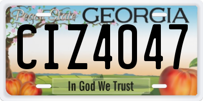 GA license plate CIZ4047