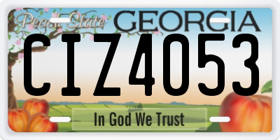 GA license plate CIZ4053