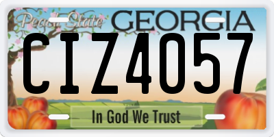 GA license plate CIZ4057