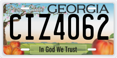 GA license plate CIZ4062