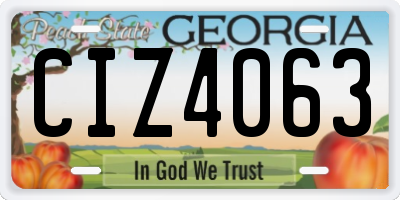 GA license plate CIZ4063