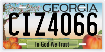 GA license plate CIZ4066