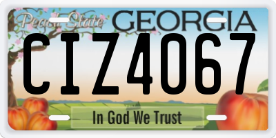 GA license plate CIZ4067