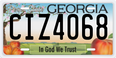 GA license plate CIZ4068