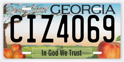 GA license plate CIZ4069