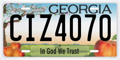 GA license plate CIZ4070