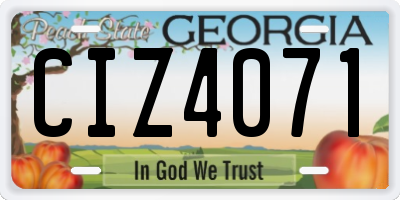GA license plate CIZ4071