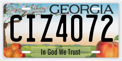 GA license plate CIZ4072