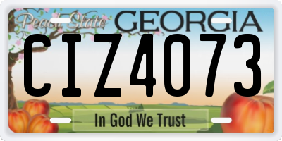 GA license plate CIZ4073