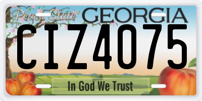 GA license plate CIZ4075