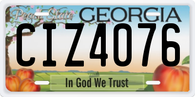 GA license plate CIZ4076