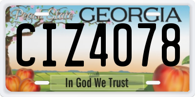 GA license plate CIZ4078
