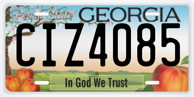 GA license plate CIZ4085